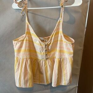 Roxy Striped Yellow and Pink Top